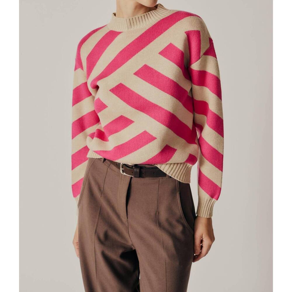 NEW DÈLUC taxodium striped sweater in ecru melange
